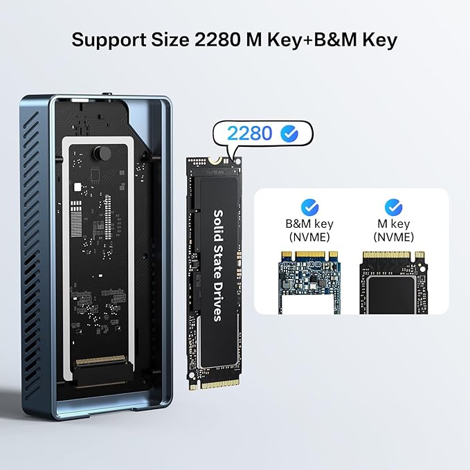 ACASIS 40Gbps M.2 NVMe SSD Enclosure, with Cooling Fan, M.2 Enclosure Compatible with Thunderbolt 4/3,USB4/USB3.2/3.1/3.0/2.0, TBU 405 Pro for M1 M2 Pro/Max Support 2280/2260/2242/2230 (TBU405 Pro)
