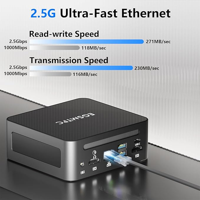 EGSMTPC Mini Desktop Computer, Intel Core i5-12450H (Up to 4.40GHz), 16GB DDR4 RAM, 512GB M.2 SSD, Mini PC Supports Triple 4K Display, USB 3.2, Wi-Fi 6, BT 5.2, RJ45 2.5G