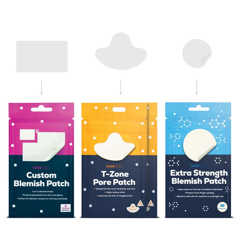 HANHOO T-Zone Pore Patch, Extra Strength & Custom Blemish Patch Bundle - With Salicylic Acid, Niacinamide & Hyaluronic Acid - For Blackhead and Acne Treatment - Korean Skincare - 54 Patches