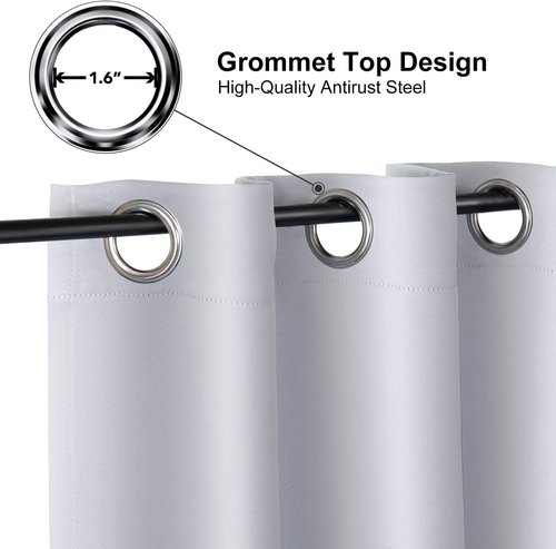 ChrisDowa Blackout Curtains - Thermal Insulated Room Darkening Panels, 70 x 63 Inch, Greyish White