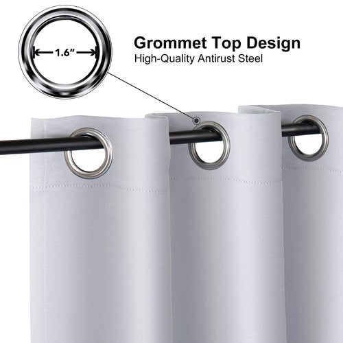 ChrisDowa Room Darkening Curtains 120 Inches Long 2 Panels Set for Living Room, Grommet Thermal Insulated Blackout Curtains for Bedroom (Greyish White, 52 x 120 Inch)