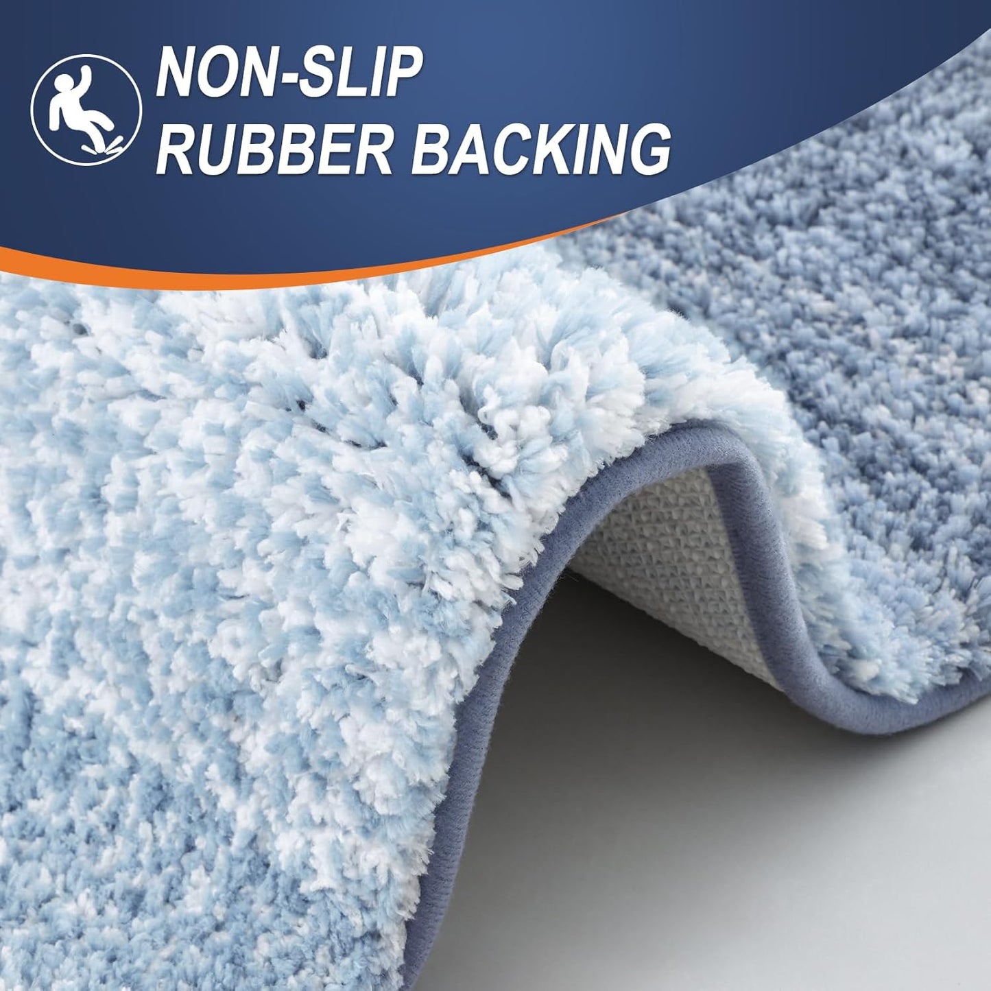 OLANLY Bathroom Runner Rug - Extra Soft Microfiber Mat | Quick Dry, Washable, 59x20 Inches, Blue