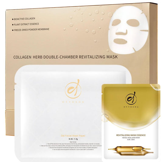OTTOSHA Bioactive Collagen Face Mask,Separated Serum Gel 33ml And Powder Membrane, Real Deap Skin Care Beauty SPA,Hydrating,Repairing,Revitalizing, Anti-Aging (5 pair)