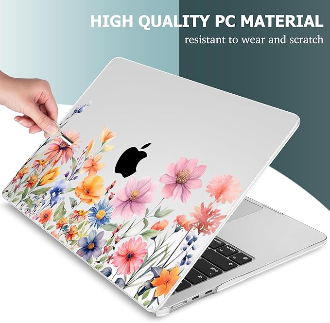 Mektron for 2026 MacBook Air 13-inch M5 Laptop Case A3449 with 13.6-inch Liquid Retina Display Fits 2025 A3240 M4 2024 A3113 M3 2023 A2681 M2 Printed Hard Shell for MacBook Air 13.6", Floral P165