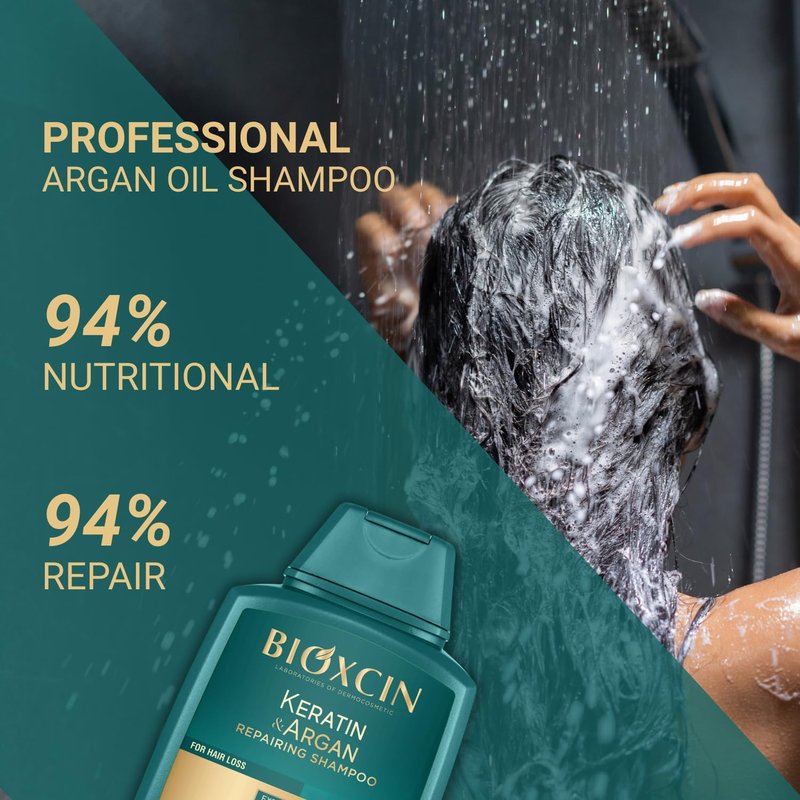 Keratin Shampoo and Argan Oil Shampoo Bond Repair Anti-Hair Loss and Growth Care Sulfate Free Biotin Hair Care Strengthening and Nourishing Formula for Dry, Damaged, Gray or Dyed Hair 300 ml x 3