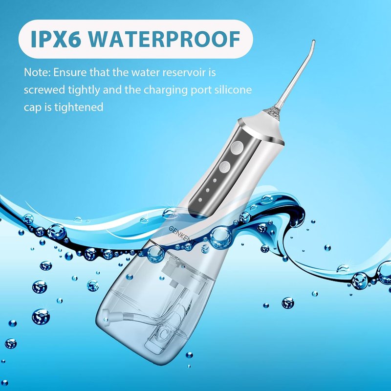 Water Flosser | 300ML Rechargeable Dental Oral Irrigator with 3 Modes & 5 Tips - Waterproof Electric Flossing Device (White)