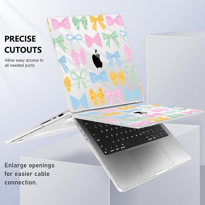 Lepeoac for MacBook Pro 16 inch Case M1 M2 M3 M4 M5 Pro/Max with Liquid Retina XDR, Release 2021-2025 2026 A3429 A3428, Hard Shell Case with Screen Protector & Keyboard Cover, Colorful Bow