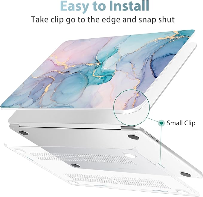 May Chen Case for MacBook Air 13/13.6 inch M5 A3449 M4 A3240 M3 A3113 M2 A2681, 2026 2025 2024-2022, Plastic Hard Shell with Keyboard Cover & Screec Protector, Gentle Marble