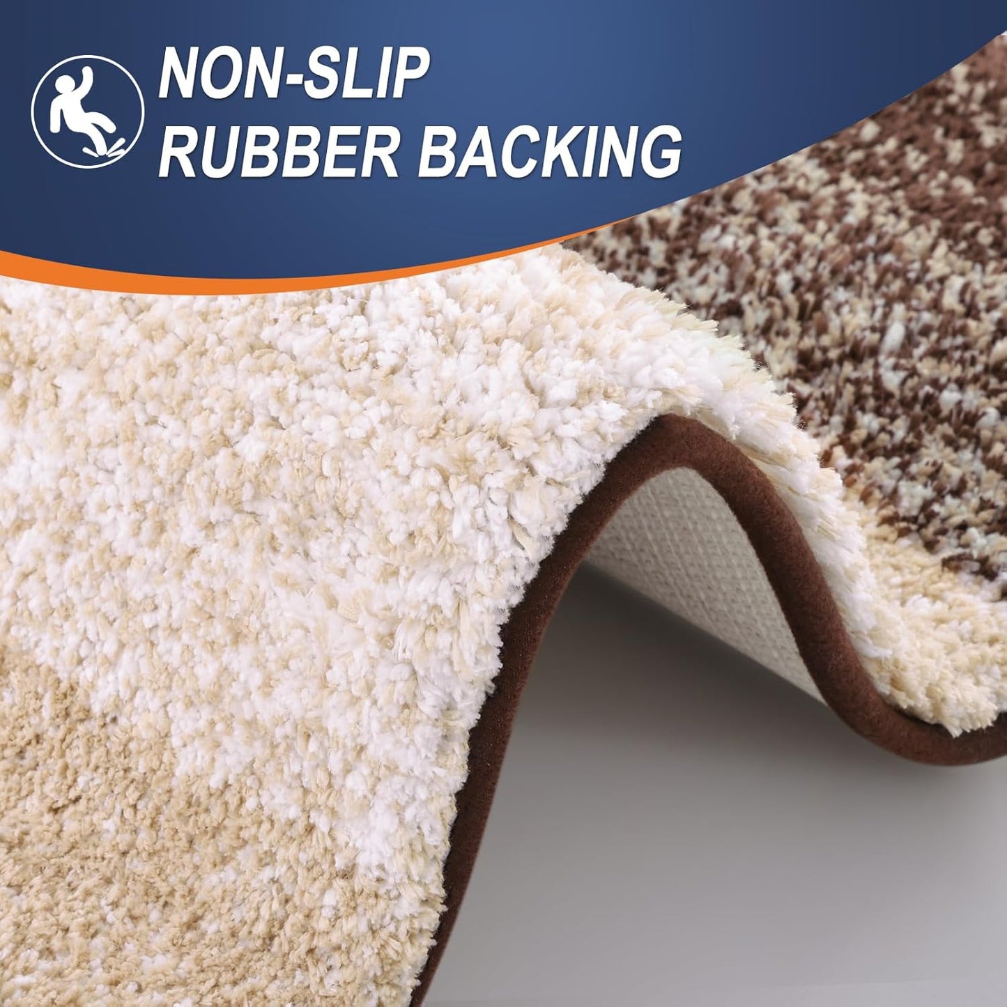 OLANLY Large Bathroom Rugs - Extra Soft Microfiber Mat, Quick Dry & Machine Washable, 70x46, Brown