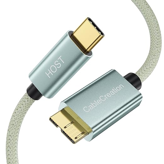 CableCreation USB C to Micro B Short Cable 1FT, 10G Micro B to USB C 3.1 External Hard Drive Cable for iPhone 15/16/17,Samsung Galaxy S24,Seagate WD Westgate My Passport,MacBook Pro/Air, iPad/Tablet