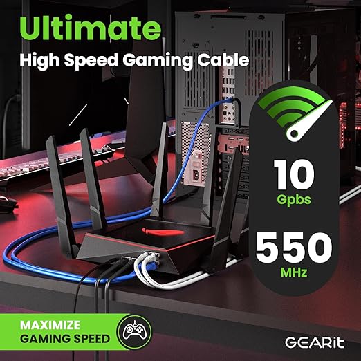 GEARit Cat 6 Ethernet Patch Cable 25 ft Black (10 Pack) Cat6 Patch Cables 25ft Black/Ethernet Patch Cable, 10Gbps 550MHz 24AWG Pure Copper, Snagless, Gold Plated RJ45 for Router, Server, Router, PC