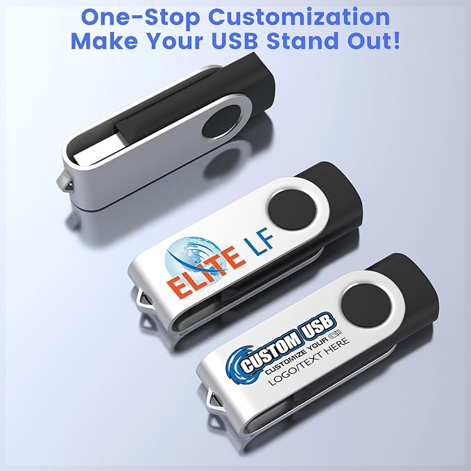 ABLAZE Customized 2GB Flash Drive 100 Pack, Personalized USB 2.0 Memory Stick Custom Thumb Drives Pendrive U Disk for Data Storage (Mixcolors)