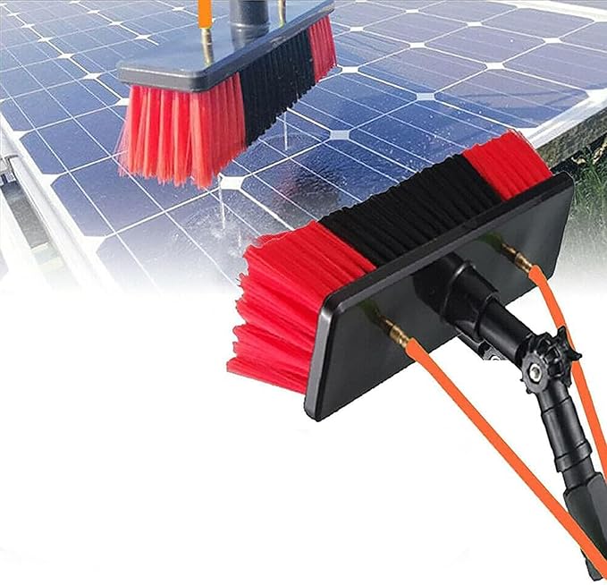 Window Telescopic Cleaning Brush with Extension Pole, Suitable for Cleaner Conservatory Roof Photovoltaic Panel Cleaning Extendable Solar Panel Roof Cleaning Tools,30cmBrush-6mRod
