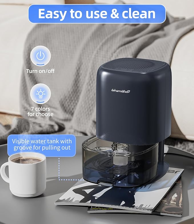 Dehumidifier, 35 OZ Small Dehumidifiers for Bedroom for Home, Quiet with Auto Shut Off, Dehumidifiers for Bedroom (280 sq. ft), Bathroom, RV, Closet, Blue