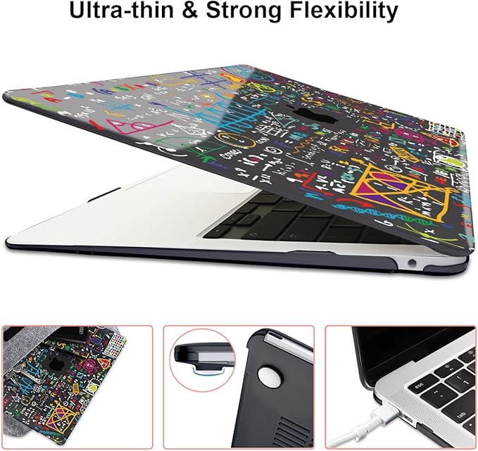 LCMOCICO Compatible with MacBook Pro 13 inch Case M2 M1 A2338 2022 2021 2020-2016 A2251 A2289 A2159 A1989 A1706, Pattern Plastic Hard Shell Keyboard Cover Screen Film Webcam Cover, Abundant Formula