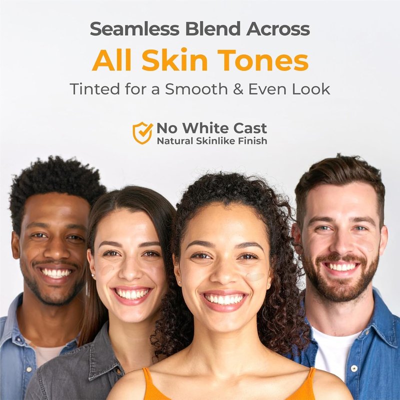 Mineral Sunscreen SPF 50 - Tinted, Oil-Free & Water Resistant | Zinc & Iron Oxide for Sensitive Skin | 1.7oz Pack of 2