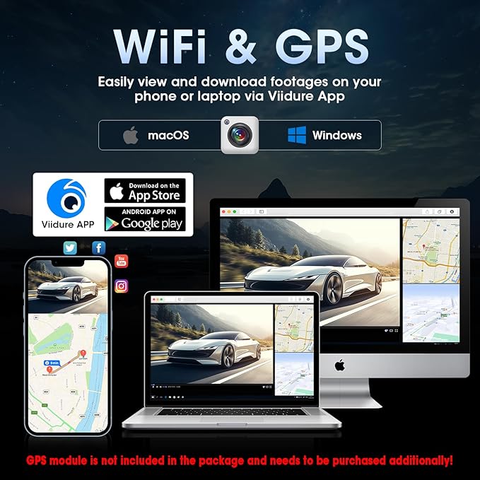 【Limited-Time】 4K WiFi Rear View Mirror Camera 10’’ Mirror Dash Cam Front and Rear w Super Night Vision Dash Cam Mirror w 64G TF Card WiFi App Loop Recording G Sensor Waterproof Reversing Camera