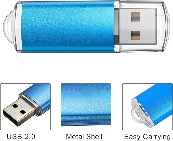 TOPESEL 5 Pack 64GB USB 2.0 Flash Drive Memory Stick USB Drive Jump Drive USB Storage Flash Drives Pen Drive Thumb Drives for Desktop, Laptop, Tablet (5 Mixed Colors: Black Blue Green Red Silver)