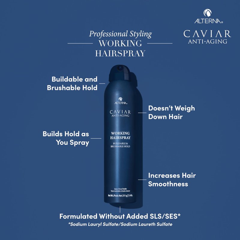 Alterna Caviar Anti-Aging Professional Styling Working Hair Spray, Flexible Hold, 15.5 oz, Pack of 2