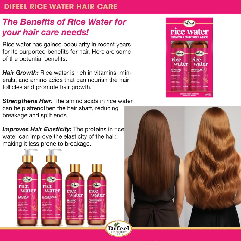 Difeel Rice Water Leave-in Conditioning Spray 8 oz. - Spray Leave in Conditioner For Dry Damaged Hair