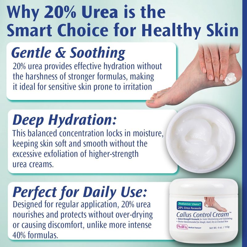 Pedifix 20% Urea Callus Control Foot Cream - Extra Strength Treatment for Dry, Cracked Feet | 4 Oz. (113g)