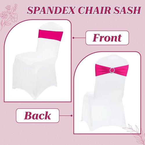 MDS Spandex Chair Sashes - Premium Stretch Covers with Buckle Slider for Weddings & Events | Pack of 10 - Magenta