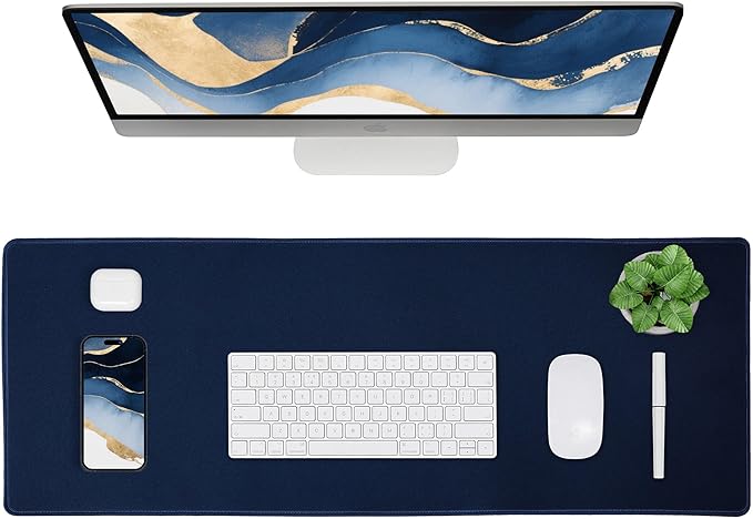 ALOANES Waterproof Mouse Pad with Durable Stitched Edge, Gaming Keyboard, Non-Slip Rubber Base Mouse Mat, Desk pad for Gamer, Office& Home, Dark Blue Mousepad Large(27.6"x11.8"x0.12")