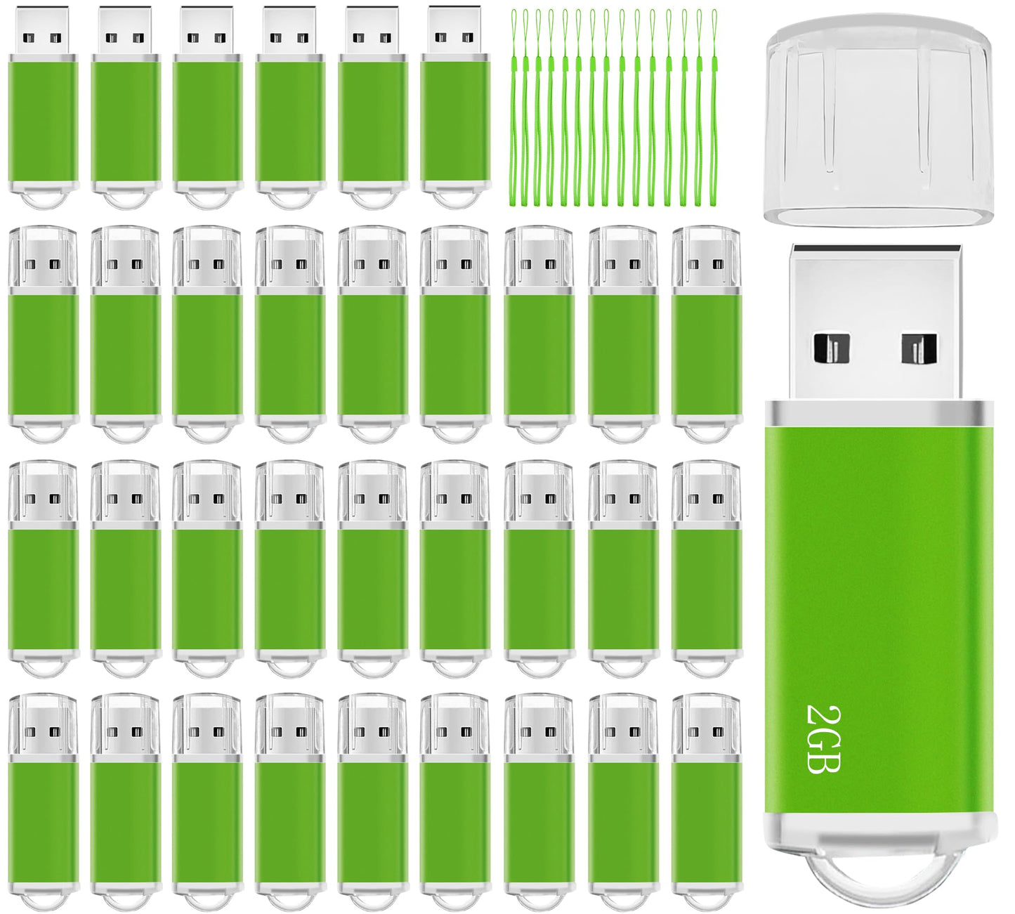 2GB USB Flash Drives 50 Pack Nicepicten Bulk USB 2.0 Thumb Drive 2GB FAT32 Flash Drive Memory Stick Bulk USB Jump Drives Pack, Green