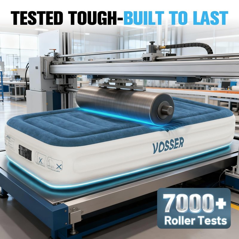 VOSSER Twin Air Mattress with Built-in Pump,Fast & Easy Inflation/Deflation Inflatable Mattress, Foldable Blow Up Mattress with Storage Bag, Inflatable Bed for Home, Camping & Guests