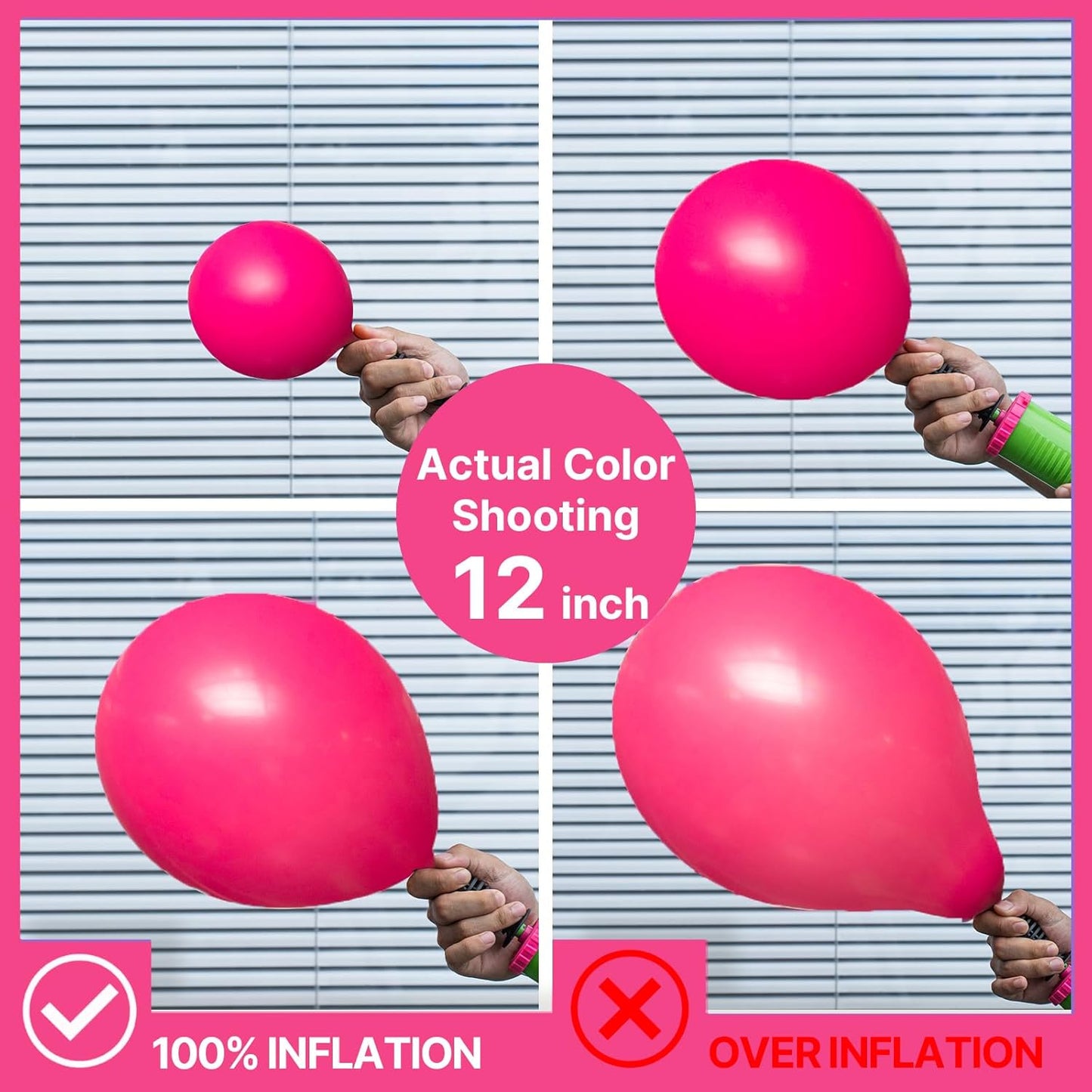 PartyWoo Hot Pink Balloons - 140-Piece Magenta Balloon Arch Kit for Baby Showers & Birthdays | Various Sizes