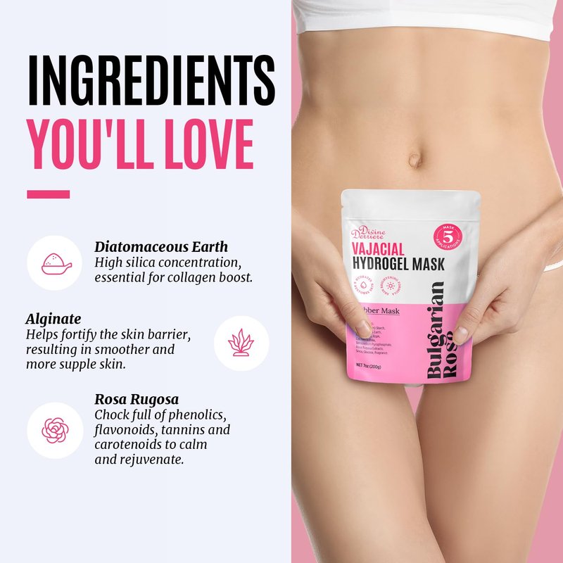 Vajacial Hydrogel Mask - Premium Deeply Purifying Jelly Mask with Bulgarian Rose Petals | Hydrating Peel-Off Kit
