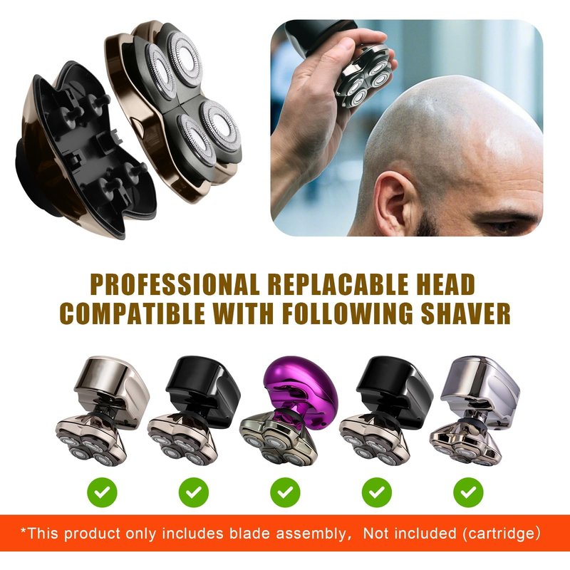 Shaver PRO 4 Head Replacement Blades - Compatible with Skull Shaver Pitbull, Butterfly Kiss Pro & Palm Shaver - Electric Shaver & Head Shaver Blade for Bald Head Shavers for Men/Women(3 Packs)