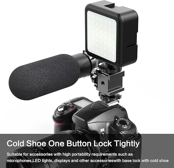 Triple Cold Shoe Mount Adapter, Cold Shoe Adapter Extension Bracket,Cold Shoe Mount Adapter with 1/4"-20 & 3/8"-16 Threads, Hot Shoe Mount for Camera DSLR Mirrorless Camcorder Mic LED Light Monitor