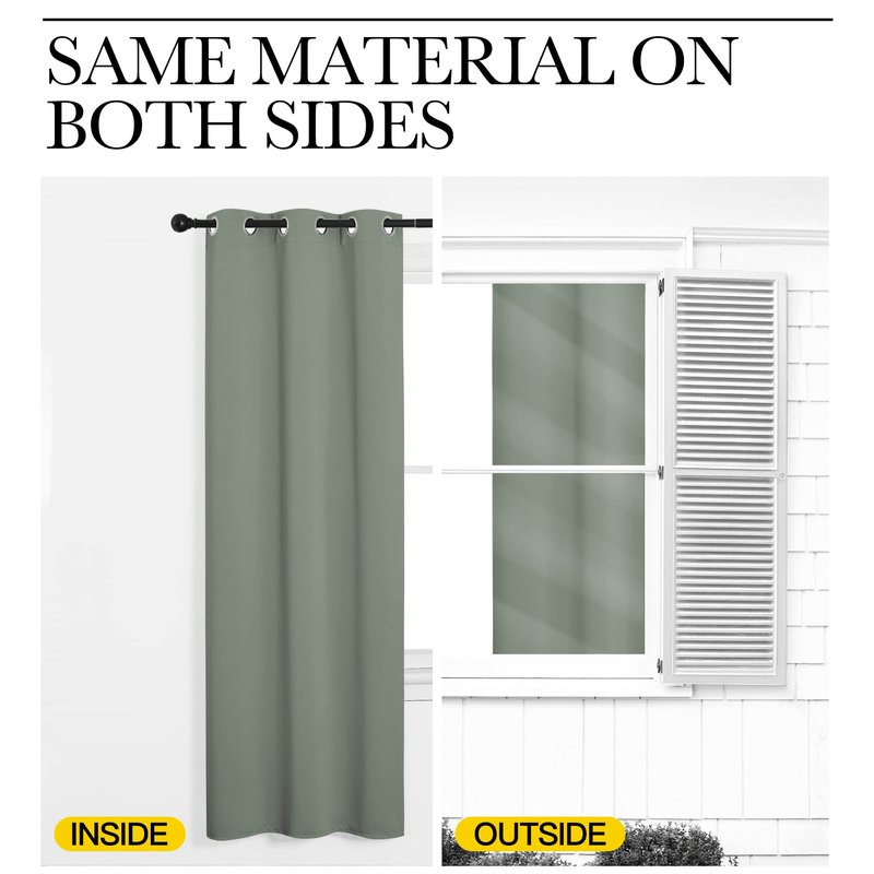 NICETOWN Greyish Green Blackout Curtains 90" Long for Office, Dining Room, Guest Room, Sound Reducing Heat and Cold Block Curtain Panels for Modern Room Decorative (55" Wide, 2 Pieces)