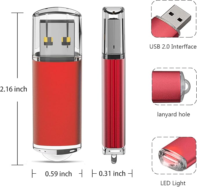 TOPESEL 5 Pack 2GB USB 2.0 Flash Drive Memory Stick USB Drive Jump Drive USB Storage Flash Drives Pen Drive Thumb Drives for Desktop, Laptop, Tablet (5 Mixed Colors: Black Blue Green Red Silver)