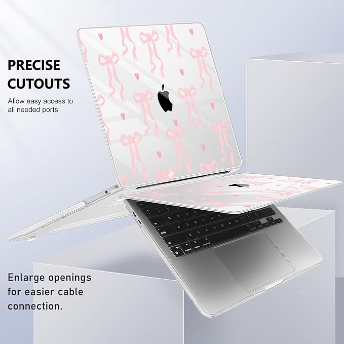 Lepeoac Case for MacBook Pro 13 inch Case M2 2022-2016 A2338 M1 A2251 A2289 A2159 A1989 A1708 A1706, Plastic Hard Shell + Keyboard Cover + Dust Plug, Bow
