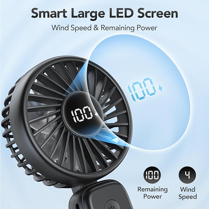 PANERGY Handheld Fan Foldable, 5000mAh Rechargeable Hand Fans with Powerful Cooling, 4 Speeds, LED Display, Portable Fan for Travel,Concerts,Makeup,Lash,Outdoor Events,Gifts Women