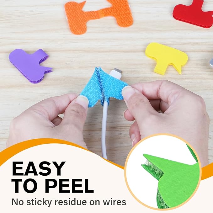 36-Pack Large Cable Labels with 40 Write-On Stickers, Reusable 8-Color Wire Tags for Electronics, Cord ID & Cable Management for Home Office, PC Network - Oval