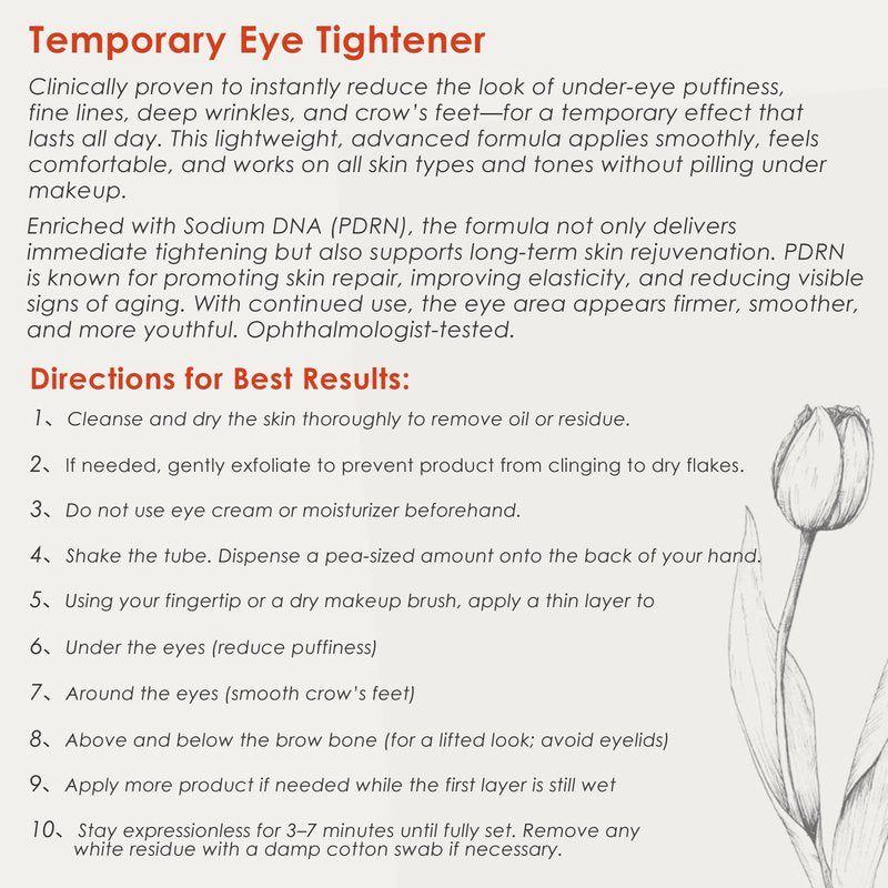 Muxmrx 30S Instant Eye Lift Cream | Temporary Eye Tightener | Smooths Wrinkles, Puffy Eyes & Eye Bags | Dual-Action Firming | PDRN Formula for Long-Term Repair, Korean Skincare, 0.71 Fl Oz