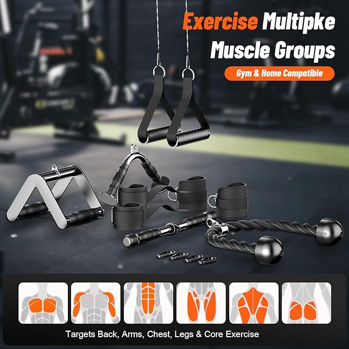JOTUPLUN Cable Machine Attachment for Home Gym, Tricep Press LAT Pull Down Attachment, Cable Machine Accessories, Tricep Press Down Cable Attachment for Weight Fitness Multiple Options