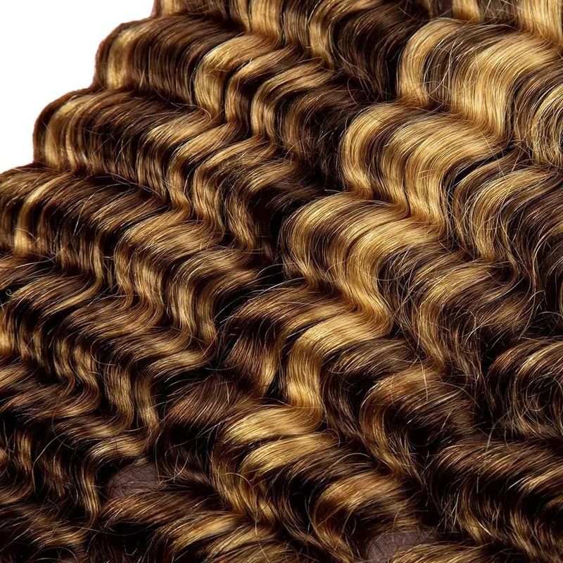 MYMYDA Human Braiding Hair for Boho Braids 14 Inch Curly Deep Wave Bulk 2 Bundles 100g 100% Unprocessed Virgin Hair Knotless Bohemian Braids Extensions Highlight Honey Blonde Color