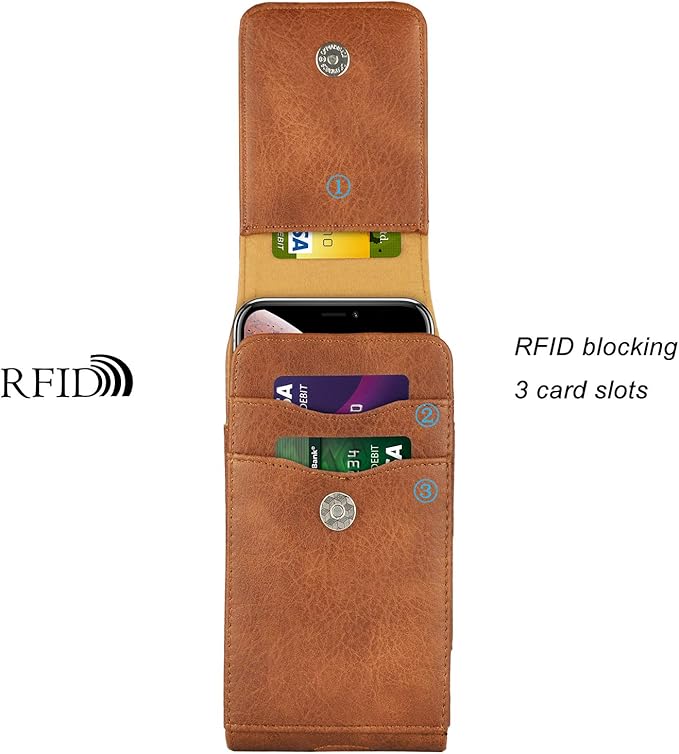 Tiflook Phone Holster for Samsung Galaxy S24 S23 S22 S21 S20 FE S10 S9 A51 A52 A53 Note 20 Note 10 Plus LG Stylo 5 PU Leather Case Pouch Belt Phone Holder with Belt Clip,Brown