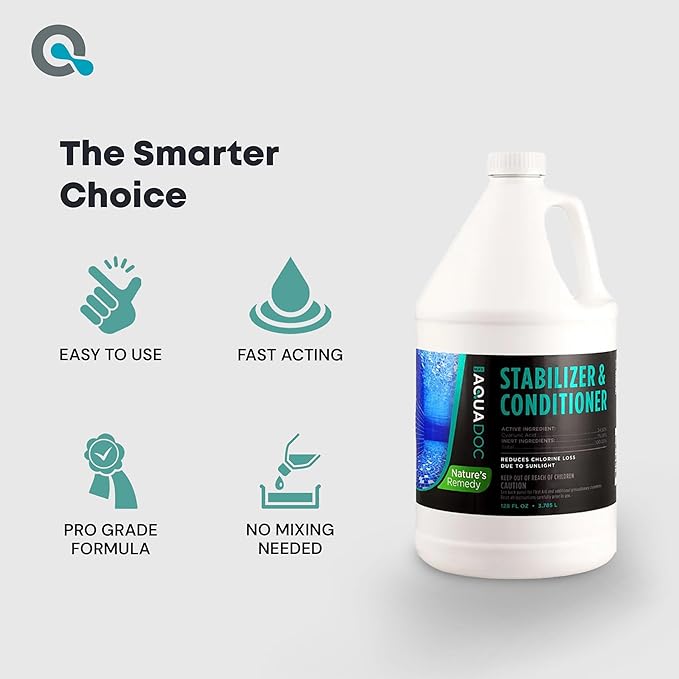 Pool Stabilizer and Conditioner for Swimming Pools - Maximum Strength Swimming Pool Conditioner and Cyanuric Acid for Pools - Helps with Pool Water Evaporation - AquaDoc Pool Supplies