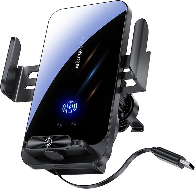HOLIKLJY Magnetic Phone Holder Car Wireless Charger, 66W Fast Charging Phone Mount 360 Adjustable Rotatable Auto-Clamping Car Vent for Mount - Dashboard Phone Holder for iPhone/Android/Samsung (Black)