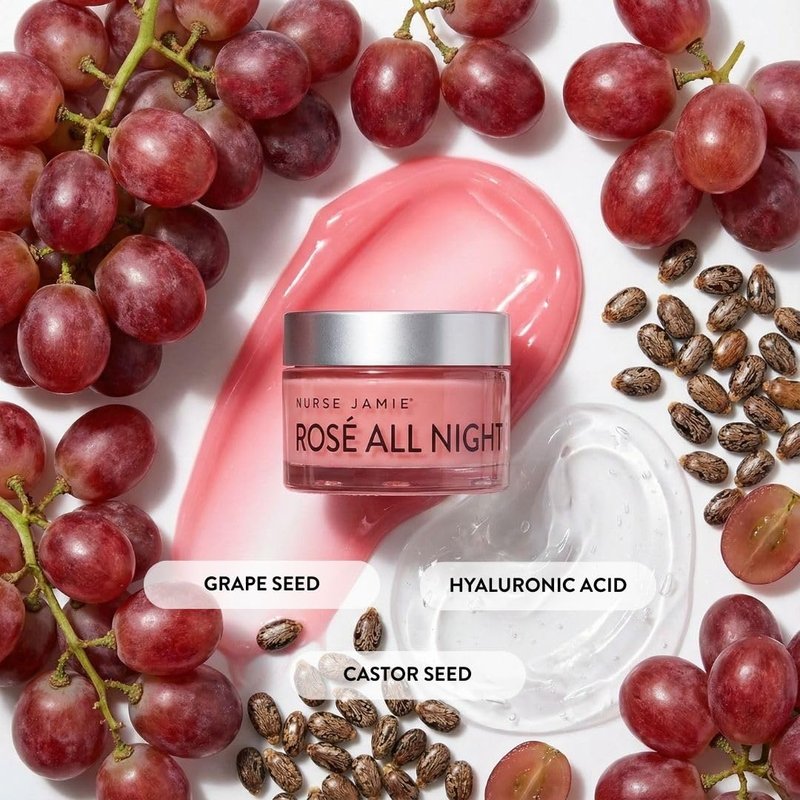 Nurse Jamie | Rosé All Night Lip Mask & Exfoliating Tool - Hydrating Overnight Treatment for Soft, Smooth Lips