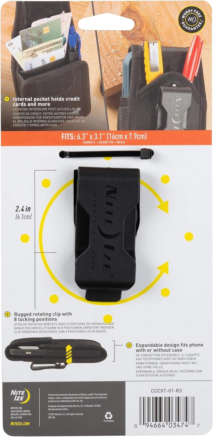 Nite Ize Clip Case Cargo Universal Rugged Holster - Belt Clip Phone Case for Easy Access - Heavy Duty & Protective - Multi-Purpose - Durable Design - Vertical, XL