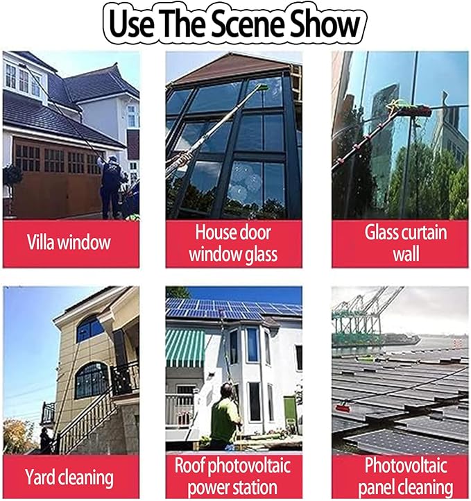 Roof Cleaning Tools,Window Cleaner Kit, Solar Panel Cleaning Brush, with Water/Hose Fed Pole, Photovoltaic Panel Cleaning,Conservatory Roof Cleaner 35cm-3.6m/12FT