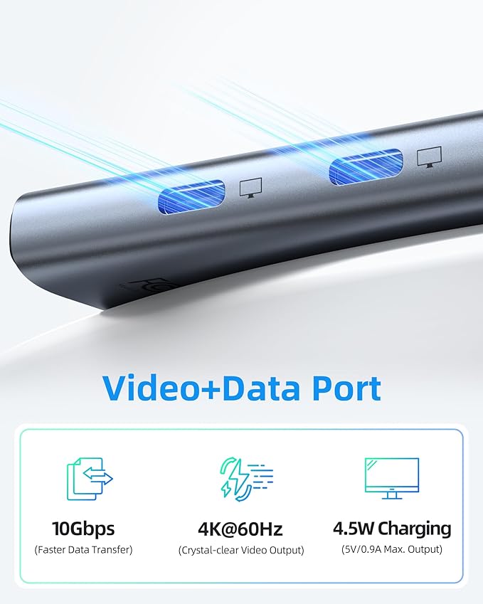 USB-C Splitter with 4K@60Hz Video USB-C Hub Dual Monitor with DP Alt Mode