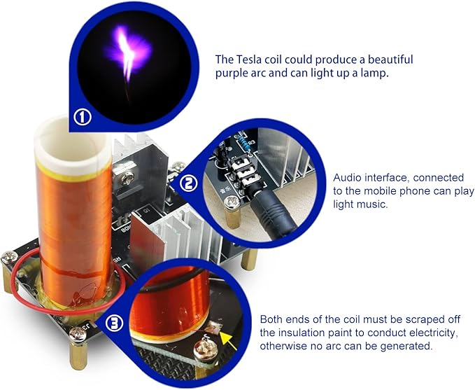 YIDAB Soldering Practice Kit Music Black Tesla Coil (B)