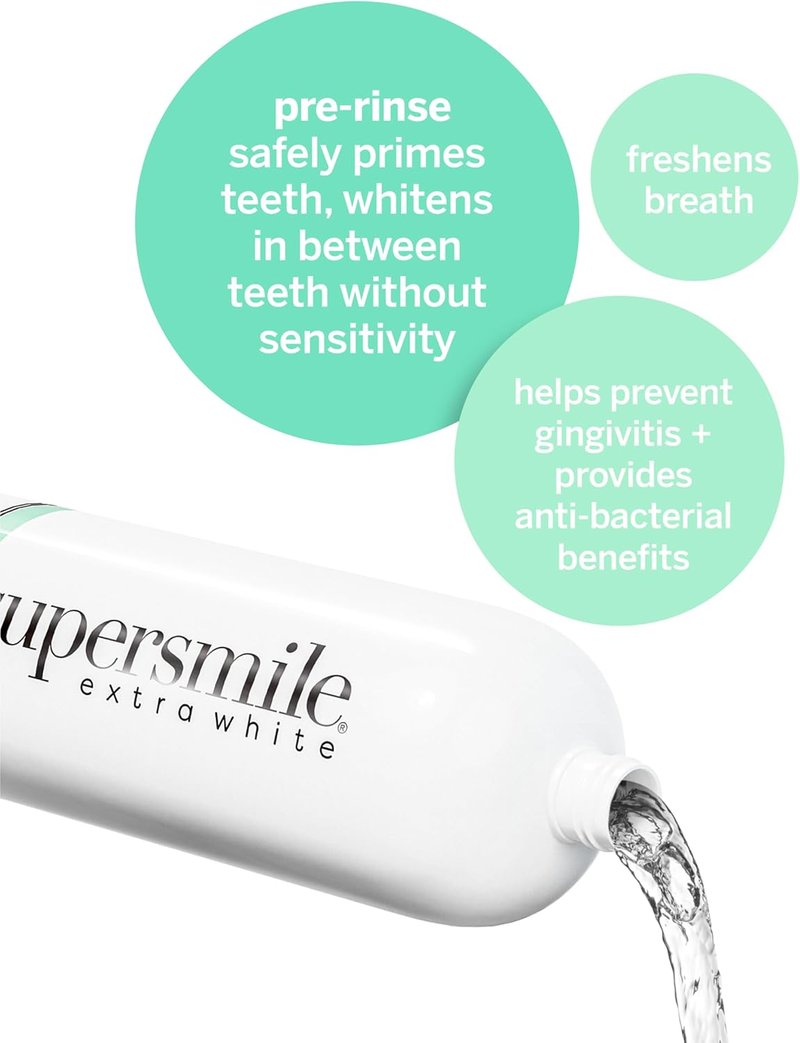 Supersmile Extra Whitening Mouthwash - Pre-Brush Rinse with Hydrogen Peroxide | 16 oz, Enamel Safe, Triple Mint Fresh Breath